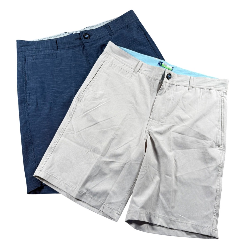 TailorByrd Mens Performance Golf Shorts bundle 34‎ Blue Tan chino preppy travel